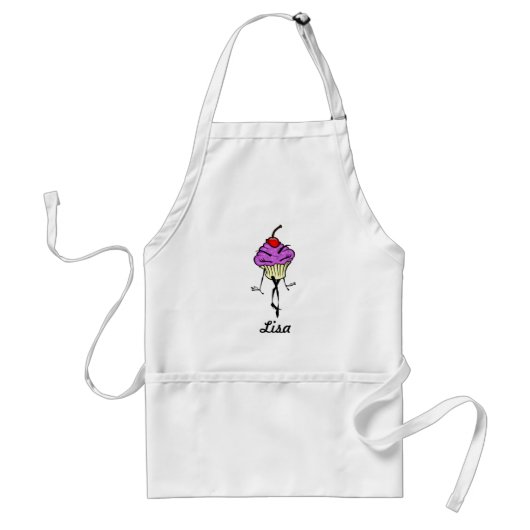 CARTOON CUPCAKE WOMAN WHITE APRON STANDAARD SCHORT (Voorkant)