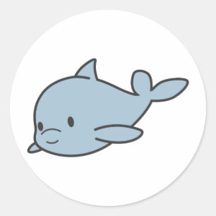 Cartoon Cute Baby Dolphin Ronde Sticker