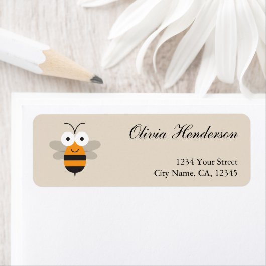Cartoon Cute Bumble Honey Bee Return Label (Insitu)