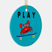 Cartoon Cute Crab op Afbeelding skateboard Keramisch Ornament (Rechts)