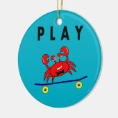 Cartoon Cute Crab op Afbeelding skateboard Keramisch Ornament (Links)
