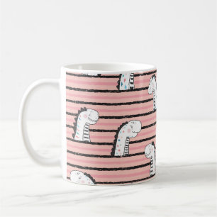 Cartoon Cute Dinosaurus naadloos patroon. C Koffiemok