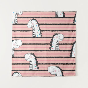 Cartoon Cute Dinosaurus naadloos patroon. C Wandkleed