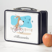 Cartoon Cute Dog Puppy Biking Riding Bicycle (In situ)