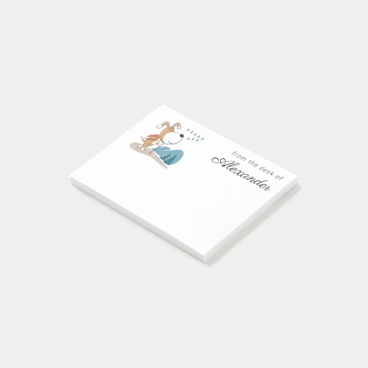 Cartoon Cute Dog Puppy Hiking Woodland Hills Post-it® Notes (Schuin)