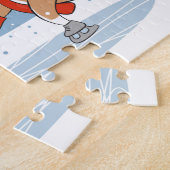 Cartoon Cute Dog Puppy Ice Skyper Wintersneeuw Legpuzzel (Zijkant)