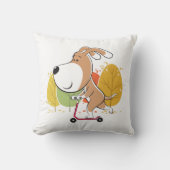 Cartoon Cute Dog Puppy Kick Scooter Autumn Park Kussen (Voorkant)