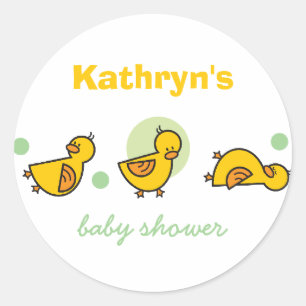 Cartoon Cute Duckies Baby shower Gift Label Sticke