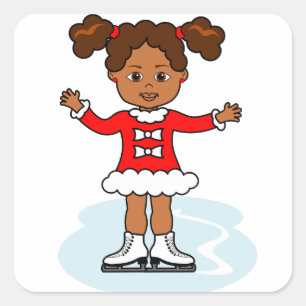 Cartoon Cute Figuur Skater Girl Sticker