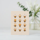 Cartoon Cute Funny Honey Bee Honeycomb Briefkaart (Staand voorkant)