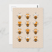 Cartoon Cute Funny Honey Bee Honeycomb Briefkaart (Voorkant / Achterkant)