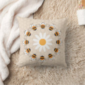 Cartoon Cute Funny Honey Bee Honeycomb Kussen (Deken)