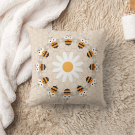 Cartoon Cute Funny Honey Bee Honeycomb Kussen