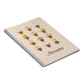 Cartoon Cute Funny Honey Bee Honeycomb Notitieboek (Rechterzijde)