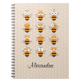 Cartoon Cute Funny Honey Bee Honeycomb Notitieboek