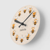 Cartoon Cute Funny Honey Bee Honeycomb Ronde Klok (Hoek)
