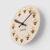 Cartoon Cute Funny Honey Bee Honeycomb Ronde Klok (Hoek)