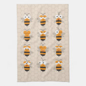 Cartoon Cute Funny Honey Bee Honeycomb Theedoek (Verticaal)