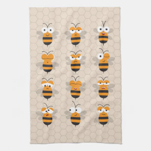 Cartoon Cute Funny Honey Bee Honeycomb Theedoek