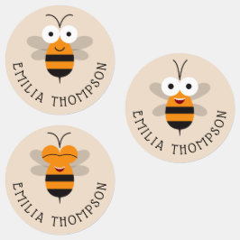 Cartoon Cute Funny Honey Bee Multipurpose Labels