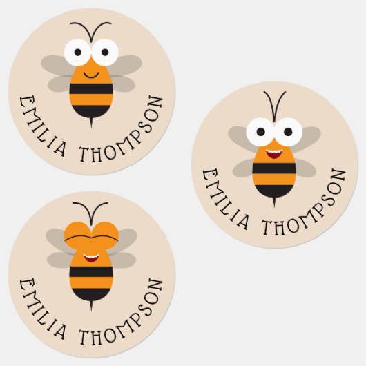 Cartoon Cute Funny Honey Bee Multipurpose Labels (Groep)