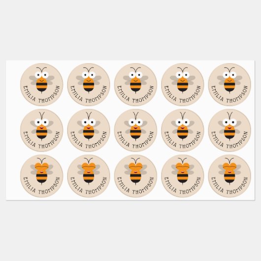 Cartoon Cute Funny Honey Bee Multipurpose Labels (Vel)