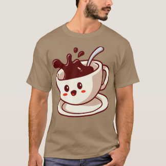 Cartoon Cute Happy Coffee Cup T-shirt