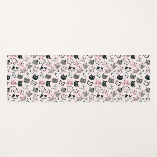 Cartoon Cute Kitten Faces Yogamat (Voorkant (horizontaal))