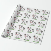 Cartoon Cute Koe Wrapping Paper Cadeaupapier (Uitgerold)