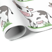 Cartoon Cute Koe Wrapping Paper Cadeaupapier (Rol Hoek)