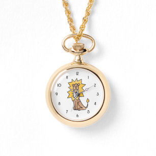 cartoon cute lion kids retro safari jungle animal horloge
