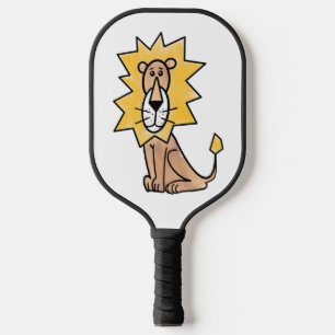 cartoon cute lion kids retro safari jungle animal pickleball paddle