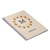 Cartoon Cute Monogram Honey Bee Honeycomb Notitieboek (Rechterzijde)