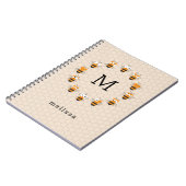 Cartoon Cute Monogram Honey Bee Honeycomb Notitieboek (Linkerzijde)