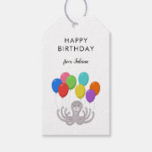 Cartoon Cute Octopus Happy Birthday-ballonnen Cadeaulabel (Voorkant)