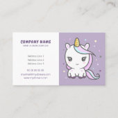 Cartoon Cute Unicorn Paars Visitekaartje (Voorkant)