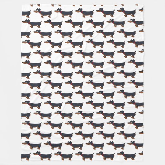 Cartoon Dachshund Dog Fleece Blanket (Voorkant)