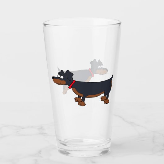 Cartoon Dachshund Dog Glass Tumbler (Voorkant)