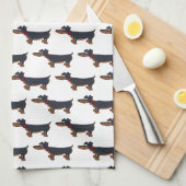 Cartoon Dachshund Dog Kitchen Towel Theedoek (Quarter Fold)