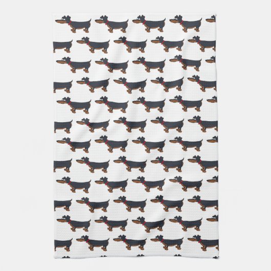 Cartoon Dachshund Dog Kitchen Towel Theedoek (Verticaal)