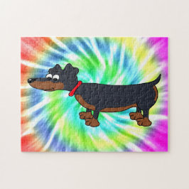 Cartoon Dachshund Dog Tie Dye Design Puzzle Legpuzzel