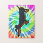Cartoon Dachshund Dog Tie Dye Design Puzzle Legpuzzel (Verticaal)