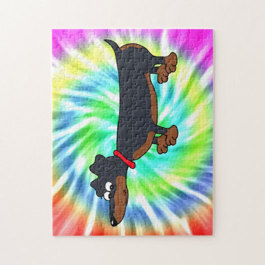 Cartoon Dachshund Dog Tie Dye Design Puzzle Legpuzzel (Verticaal)