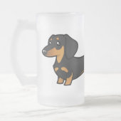 Cartoon Dachshund (gladde jas) Matglas Bierpul (Links)