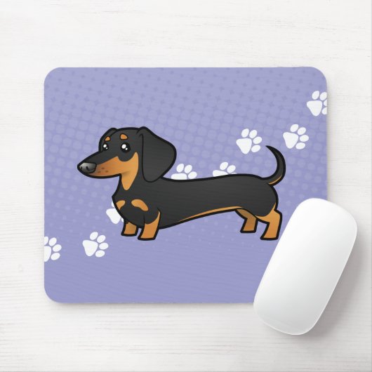 Cartoon Dachshund (gladde jas) Muismat (Met muis)
