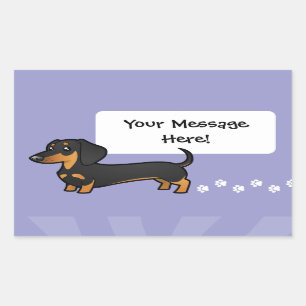 Cartoon Dachshund (gladde jas) Rechthoekige Sticker