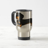Cartoon Dachshund (gladde jas) Reisbeker (Voorkant links)