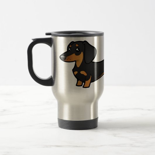 Cartoon Dachshund (gladde jas) Reisbeker (Links)