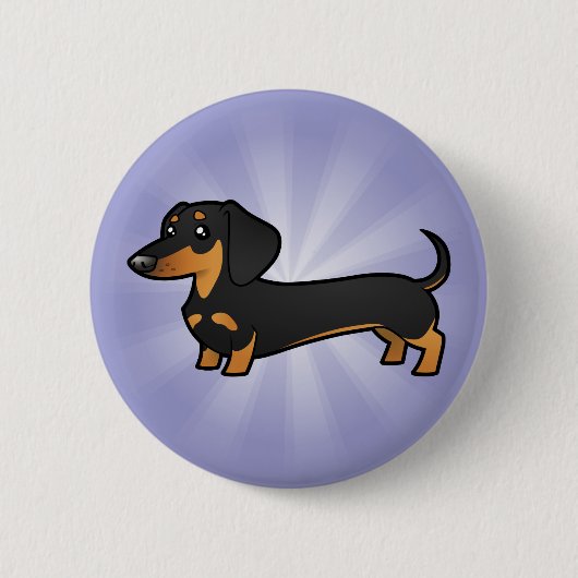 Cartoon Dachshund (gladde jas) Ronde Button 5,7 Cm (Voorkant)