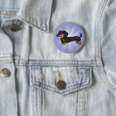 Cartoon Dachshund (gladde jas) Ronde Button 5,7 Cm (In situ)